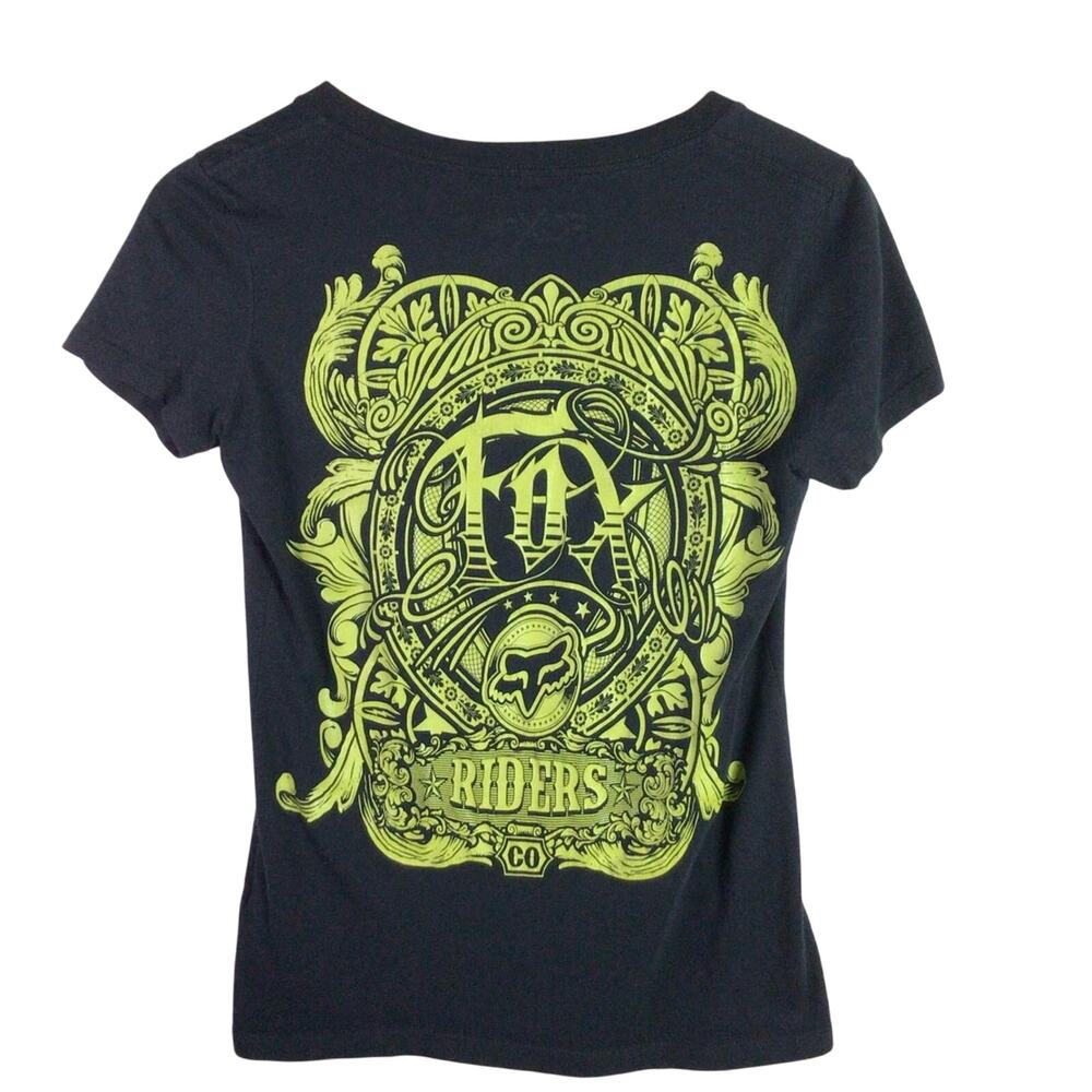 FOX Racing Riders T Shirt Black Florescent Yellow woman XS